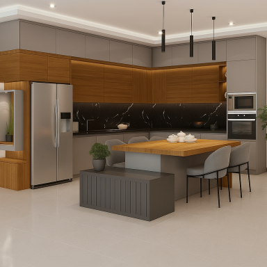 Modern Wood & Gray Kitchen