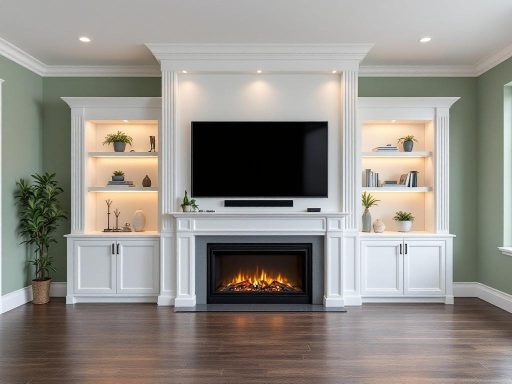 Painted MDF Media Unit with Integrated Lighting