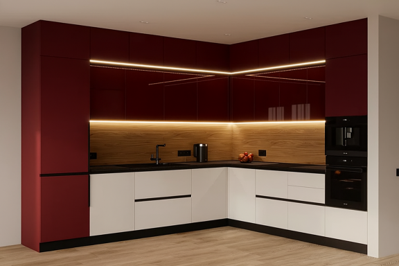 Contemporary Red & White Kitchen