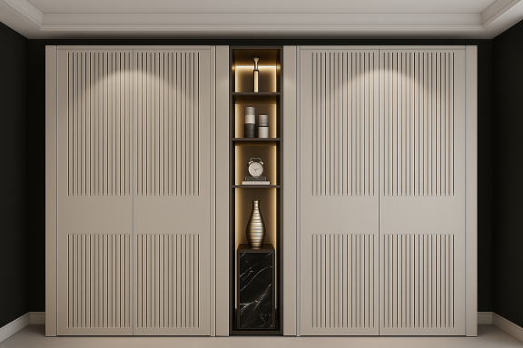 Wardrobe with vertical panel doors